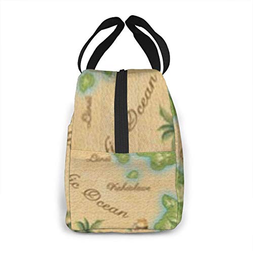 Hdadwy Bolsa de almuerzo reutilizable Fiambrera aislada Tela de lona con papel de aluminio, Mapa de las islas hawaianas Bolso de mano para el almuerzo Fordable