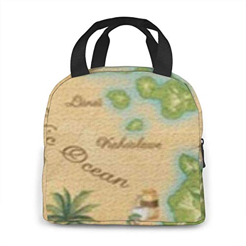 Hdadwy Bolsa de almuerzo reutilizable Fiambrera aislada Tela de lona con papel de aluminio, Mapa de las islas hawaianas Bolso de mano para el almuerzo Fordable