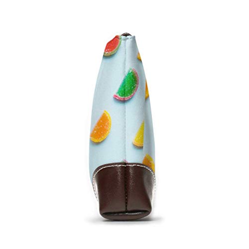 Hdadwy Bolso de mano con rebanadas de gelatina de fruta confitada colorida en cuero, cartera de mano, cartera para mujer, cartera de cuero, monedero para teléfono inteligente