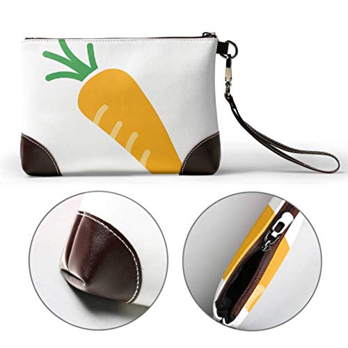 Hdadwy Bolso de mano de cuero suave impermeable conjunto de billetera de muñeca de zanahoria colorida para niñas con cremallera para mujeres niñas