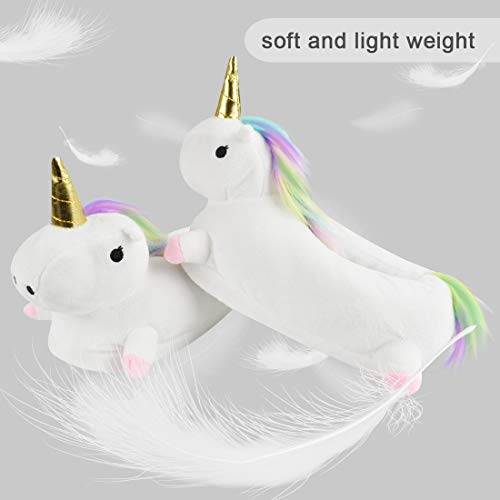 heekpek Adulto Unicornio Suave Terciopelo Animal De La De Otono Invierno Unisex Espesar Calido Zapato Zapatilla Halloween de Terciopelo Felpa Zapatos