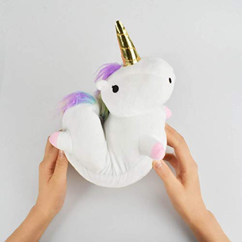 heekpek Adulto Unicornio Suave Terciopelo Animal De La De Otono Invierno Unisex Espesar Calido Zapato Zapatilla Halloween de Terciopelo Felpa Zapatos