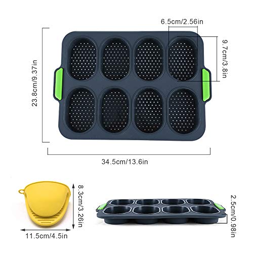 Heiqlay Mini Baguette, Molde para Baguette Baguette Bandeja Flexibilidad Molde de Silicona Perforado Perforada Antiadherente para Pasteles, Panes, Chocolates, Pasteles (55x50x30 cm)