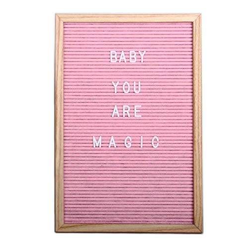Helio Ferretti. Felter Board. Tablero de Letras personalizable. Pizarra pequeña de madera con 298 letras, números y signos intercambiables. Modelo Rosa. 30 x 3 x 45 cm.