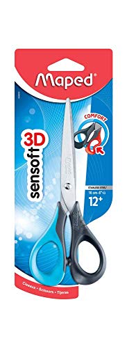 Helit Sensoft - Tijeras (16 cm, mango ergonómico, punta roma) Negro/Rojo