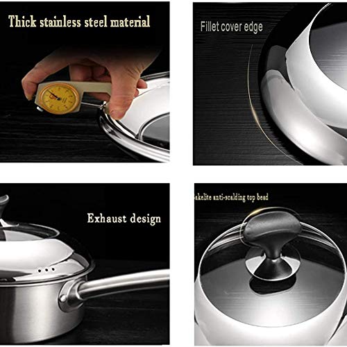 HEMFV Botón de Vapor Cubierta de Vidrio Templado Redondo de Acero Inoxidable sartén Visible Cocina la Cubierta Plancha Accesorios (Size : 22cm)