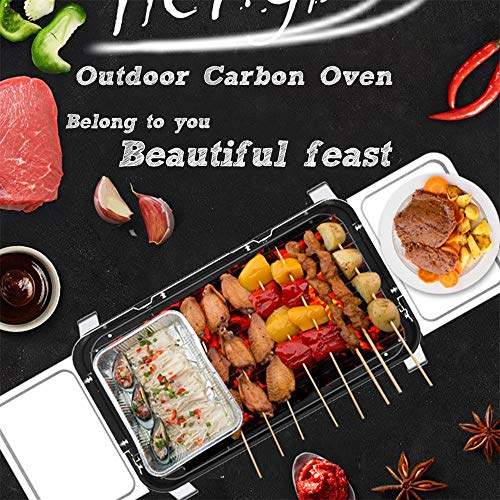 HengBO Parrilla para Barbacoa de Carbón Vegetal Portátil para Jardín, Camping, Barbacoa, Barbacoa, Parrilla de Acero Inoxidable con Patas Extraíbles