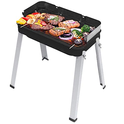 HengBO Parrilla para Barbacoa de Carbón Vegetal Portátil para Jardín, Camping, Barbacoa, Barbacoa, Parrilla de Acero Inoxidable con Patas Extraíbles