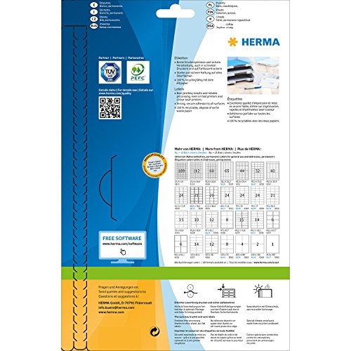 Herma 4389 - Pack de 600 etiquetas, 66 x 33.8 mm, color blanco