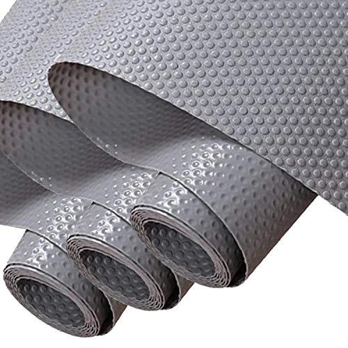 Hersvin 30cmx150cmx3 Rollos Plastico Protector para Cocina Cajones, Alfombras Antideslizante Non Adhesivo para Nevera Mueble Fregadero Estante Organizador Cubiertos Cubre Encimera(Gris Oscuro/Punto)