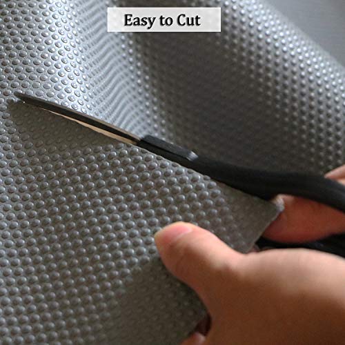 Hersvin 30cmx150cmx3 Rollos Plastico Protector para Cocina Cajones, Alfombras Antideslizante Non Adhesivo para Nevera Mueble Fregadero Estante Organizador Cubiertos Cubre Encimera(Gris Oscuro/Punto)