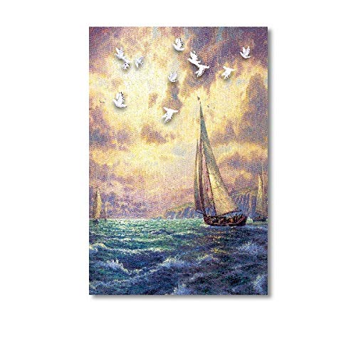 hetingyue Decoración nórdica sin Marco para el hogar Carteles e Impresiones modulares Paisaje Urbano del Agua Pinturas en Lienzo Murales 30x40 cm