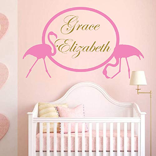 hetingyue Rosa Vinilo Arte Pegatina Personalizado pájaro bebé Nombre Pared calcomanía decoración Mural