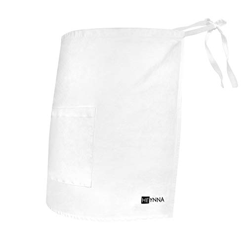 HEYNNA® Delantal de Cintura – 100% Tela Negra de Algodón – Delantal de Cocina Hombre y Mujer – Perfecto como Delantal de Cocina Repostería y Servicio