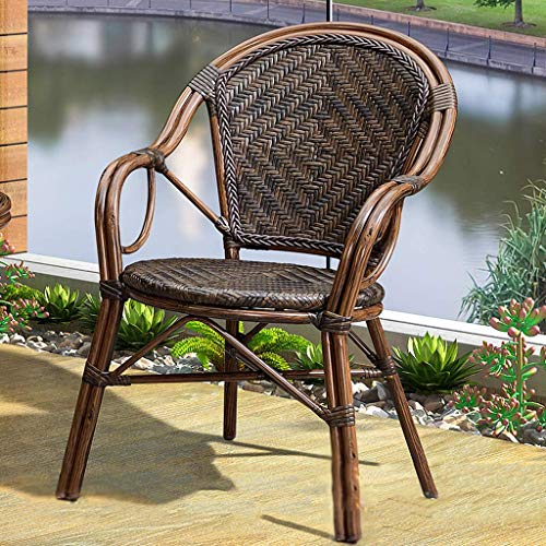 HLJ Marco de Oficina Silla Silla balcón pequeño Rattan imitación Silla de bambú Respaldo Alto Silla de salón de la Rota del PE Craft Aluminio no se oxida