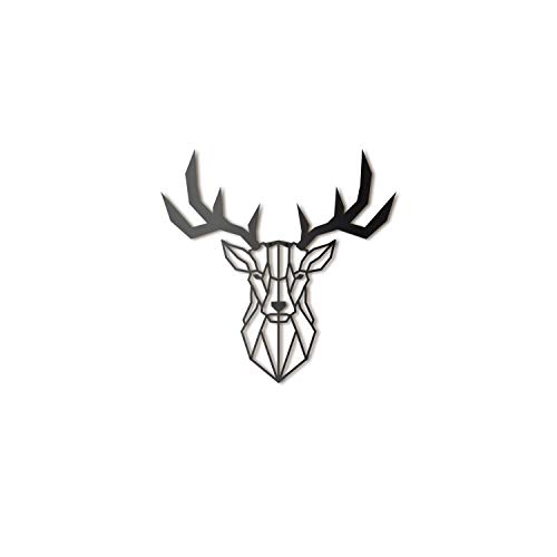 Hoagard Deer Head Metal Wall Art - Decoración geométrica para Pared - Ciervo - Metal - 47 x 53 cm