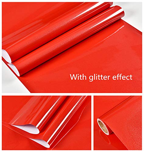 Hode Vinilos Adhesivo para Muebles Puertas Ventanas Papel Adhesivo para Muebles Pegatina de Vinilo Adhesivo Muebles Rojo 40X300cm