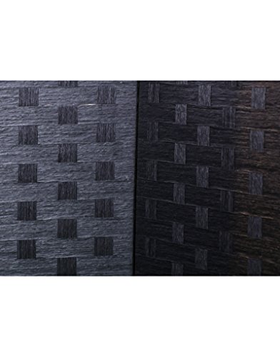 Hogar y Mas Biombo Separador de ambientes, Negro Trenzado Bambú Natural, 3 Paneles, para Dormitorio. 180x135