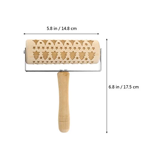 Holibanna rodillo de madera de navidad grabado grabado en relieve árbol de navidad rodillo para hornear galletas en relieve