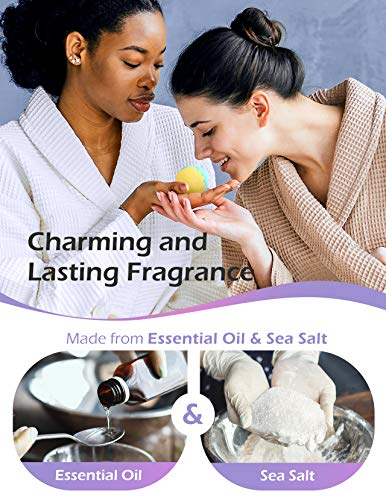 Homasy Bombas de Baño, Set de Regalo de Bomba de Baño de 12 Piezas con Aceites Esenciales Naturales, Manteca de Karité, Sal Marina, Efervescentes