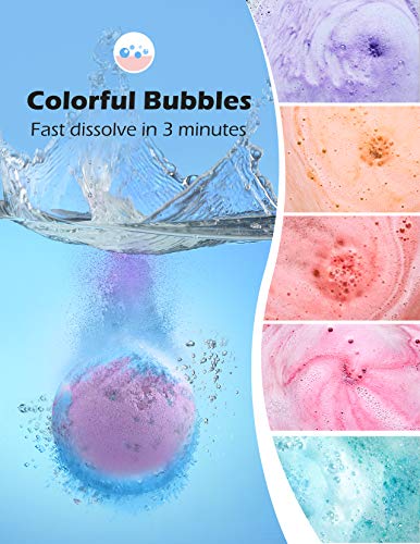 Homasy Bombas de Baño, Set de Regalo de Bomba de Baño de 12 Piezas con Aceites Esenciales Naturales, Manteca de Karité, Sal Marina, Efervescentes