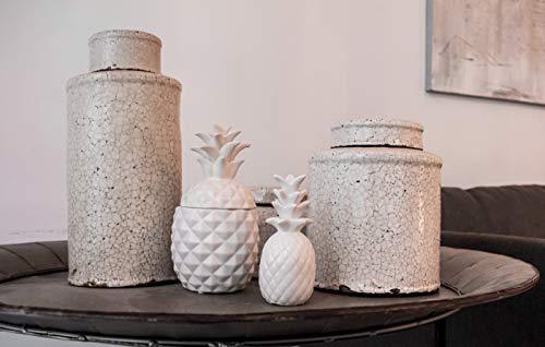 Homevibes Piña Decorativa De Ceramica Blanca. Figura Decorativa Moderna Centro de Mesa de 15 cm Alto