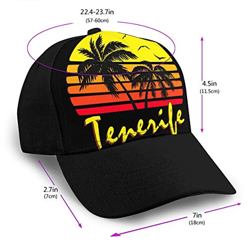 HONGYANW Gorra de béisbol Tenerife Vintage Sun Dad Sombrero Ajustable Transpirable para Hombres Mujeres Negro