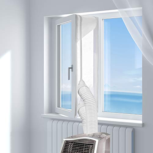 HOOMEE Cubierta Aislante de Tela para Ventanas para Aparatos De Aire Acondicionado Portátiles y Secadoras. Fácil Instalación Evita La Entrada de Mosquitos. Perímetro Máximo de 300cm