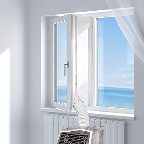 HOOMEE Cubierta Aislante de Tela para Ventanas para Aparatos De Aire Acondicionado Portátiles y Secadoras. Fácil Instalación Evita La Entrada de Mosquitos. Perímetro Máximo de 300cm