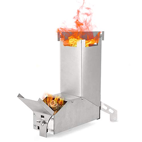 Hornillo Portátil Plegable, Exterior Plegable de Leña de Acero Inoxidable ,kit horno de leña, Campamento para Mochileros Tienda picnic Estufa BBQ, Calefacción de Supervivencia al aire libre