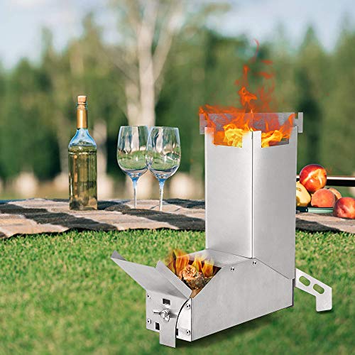 Hornillo Portátil Plegable, Exterior Plegable de Leña de Acero Inoxidable ,kit horno de leña, Campamento para Mochileros Tienda picnic Estufa BBQ, Calefacción de Supervivencia al aire libre