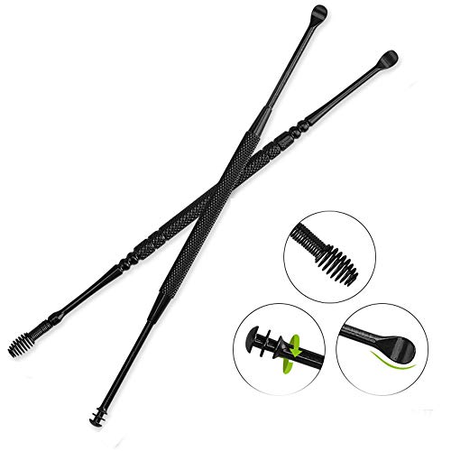 HoSayLike 360 ° Acero inoxidable Oreja muelle de resorte Excavar oreja Limpiar Ear Ear Wax Remover Ear Pick Práctico Luz Limpiador Oidos Cera Cerumen Removedor Pinzas