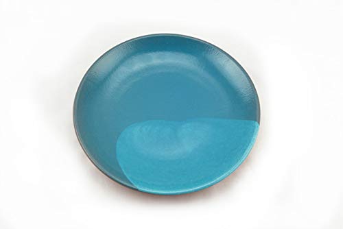 Hostelnovo - Juego de 12 Platos Llanos de cerámica - Plato para Comida - Fabricado en España y Pintado a Mano - Cerámica Natural - 4 Colores: Azul, Verde Turquesa, Gris y Blanco - 23 cm - 12 Unidades