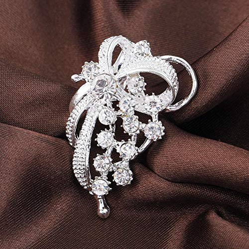Hotmoment-uk - Broche de flor de uva con diseño de alas de amor, diamantes de imitación, color plateado, 12 A-2,5 x 5,7 cm