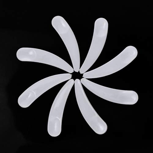 HQdeal 100 PCS Espátula Cosmética Espátula de Maquillaje de Plástico Mini Desechable Curvo Espátula Cuchara para Máscara Crema Facial, Blanca 56 mm * 13 MM
