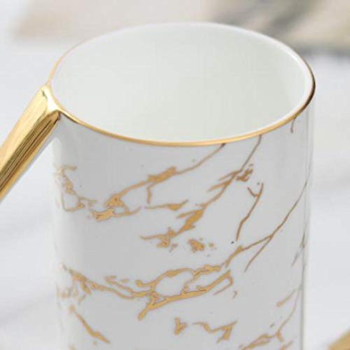 HRDZ Taza Taza Taza de café del Norte de Europa Pequeña Marca de Porcelana de Hueso Taza de Alta Capacidad Simple Taza de Agua Té de la Tarde Taza de Oficina con Cuchara Taza de café Blanco 450 ml
