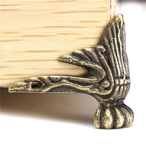 Hrph Joyería de latón Regalo Antiguo de la Caja de la Caja de Madera Pies Decorativos de la Pierna Protector de la Esquina