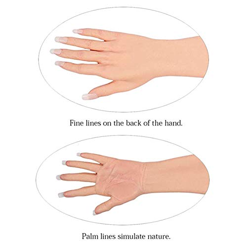 HUA JIE Crossdresser Ropa, piel artificial femenina maniquí de mano guantes de silicona 1 par para cosplay Corssdress,# 3, sin clavos