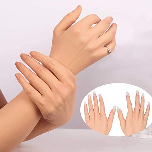 HUA JIE Crossdresser Ropa, piel artificial femenina maniquí de mano guantes de silicona 1 par para cosplay Corssdress,# 3, sin clavos