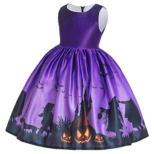 HUAANIUE Niños Vestido Ceremonial Halloween Niña Cosplay Princesa Vestido 2-11 Años