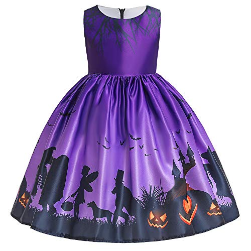 HUAANIUE Niños Vestido Ceremonial Halloween Niña Cosplay Princesa Vestido 2-11 Años