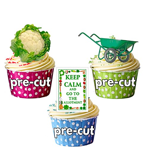 Huertos Party Pack, decoraciones de tartas – 36 – Comestible stand-up Cupcakes