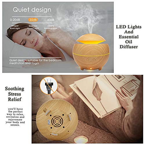 HUIHUAN Humidificador Aceite esencial Difusor 600 ml Humidificadores de niebla Máquina de aromaterapia con aroma de aire y apagado automático - Luz LED y temporizador,lightwoodgrain