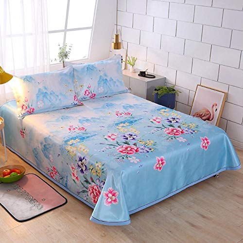 HUILIN Seda de Hielo Ropa de Cama de Tres Piezas Lavable a máquina impresión impresión Estera de Seda Hielo Venta al por Mayor, Encanto - Azul, Cama de 1,8 m (6 pies) 250 * 250