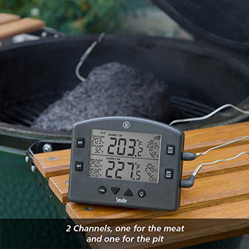Humo La 2 Canal inalámbrico alarma termómetro de cocina barbacoa