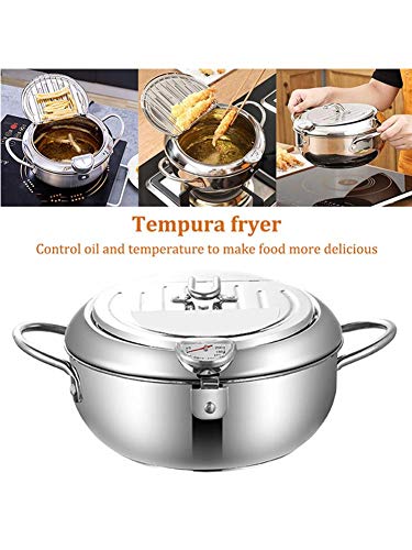 Huoyin Olla freidora de 20/24 cm, freidora, Olla de Acero Inoxidable, freidora de Aceite Antiadherente, freidora con termómetro y Tapa. Excellent