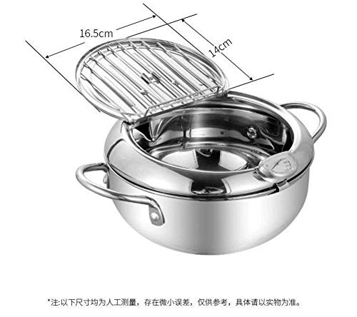 Huoyin Olla freidora de 20/24 cm, freidora, Olla de Acero Inoxidable, freidora de Aceite Antiadherente, freidora con termómetro y Tapa. Excellent