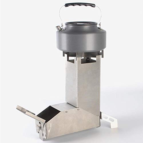 HUVE Estufa De Camping con Mango Mini Estufa De Leña Estufa De Supervivencia para Camping Estufa De Leña Autoalimentada para Senderismo Al Aire Libre Viaje Picnic BBQ