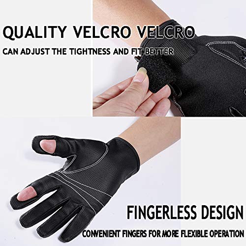 HyXia Guantes Deportivos para Hombres y Mujeres,Pesca al Aire Libre Antideslizante, Antideslizante, Guantes de Pesca de Tres Dedos, Guantes de Pantalla táctil, además de Guantes cálidos de Terciopelo