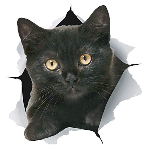 Hzdmfgs Sticker de Carro Etiqueta engomada del Gato de Tres Grasa Negro for el Coche Pegatina for el Parachoques de la Etiqueta de WC Frigorífico Cocina cabient Ventana de la Puerta